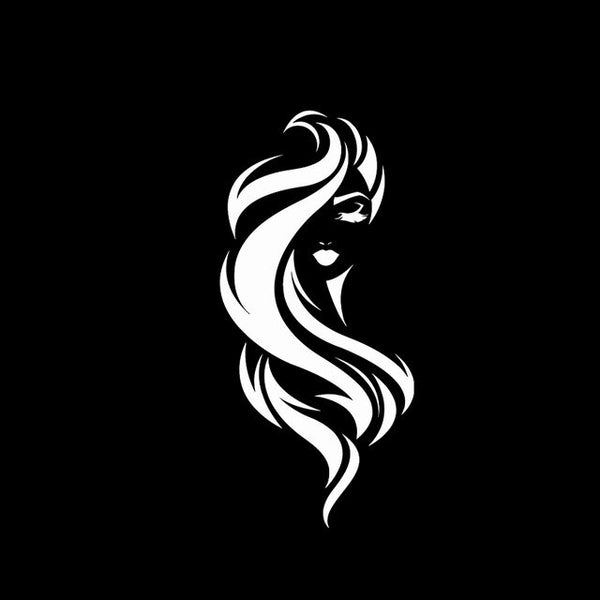 YJZT 8.9*19.2CM Sexy Long Hair Quiet Girl Face Good Quality Black/Silver Vinyl Decal Fantastic Style Car Sticker C20-0460